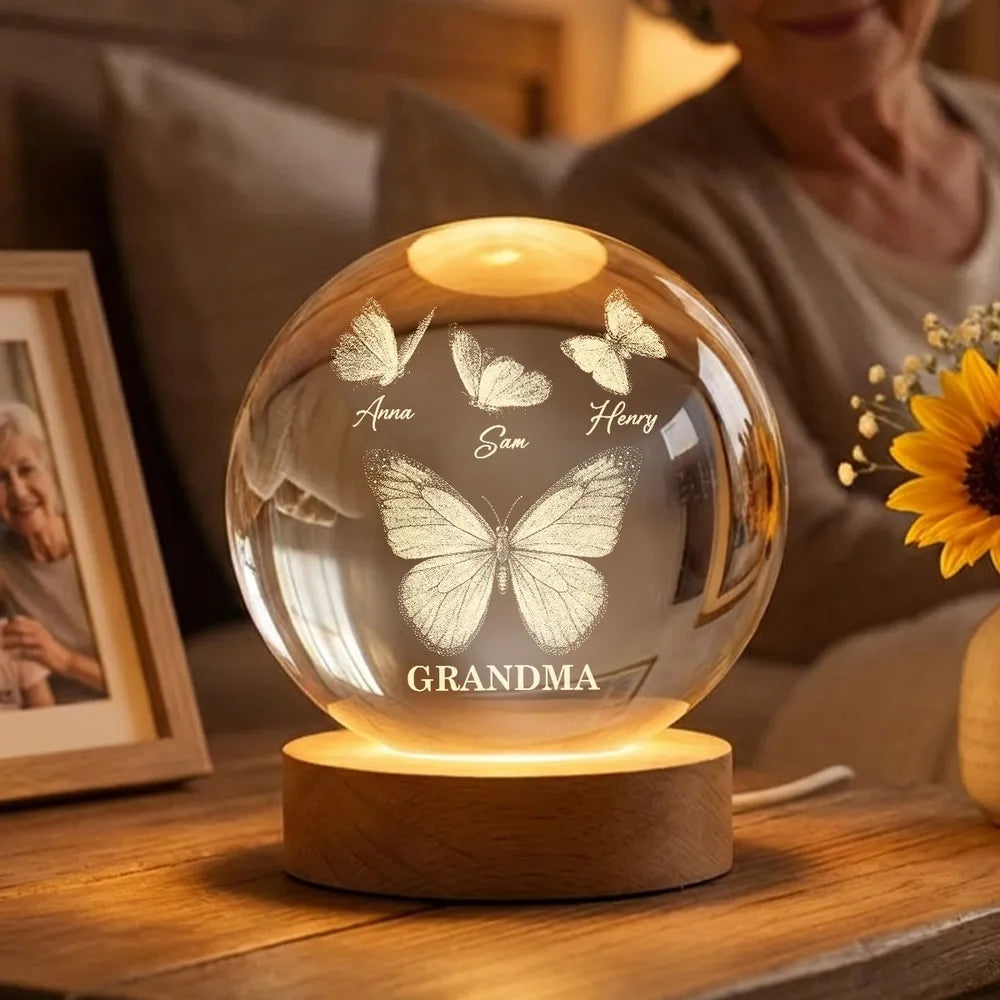 Personalized Butterfly Night Light for Grandma - Custom Family Names Gift Lamp MagicInPrints