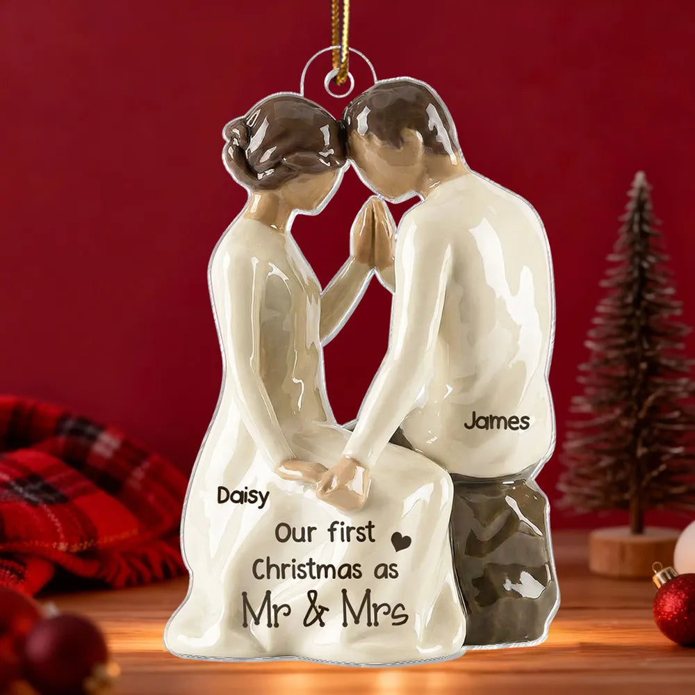 Personalized Couple Christmas Ornament for Newlyweds - First Christmas as Mr & Mrs Ornament MagicInPrints