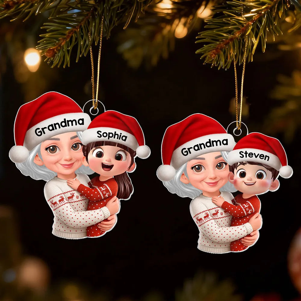 Custom Christmas Ornament for Grandma and Grandchild - Personalized Holiday Decor Ornament MagicInPrints