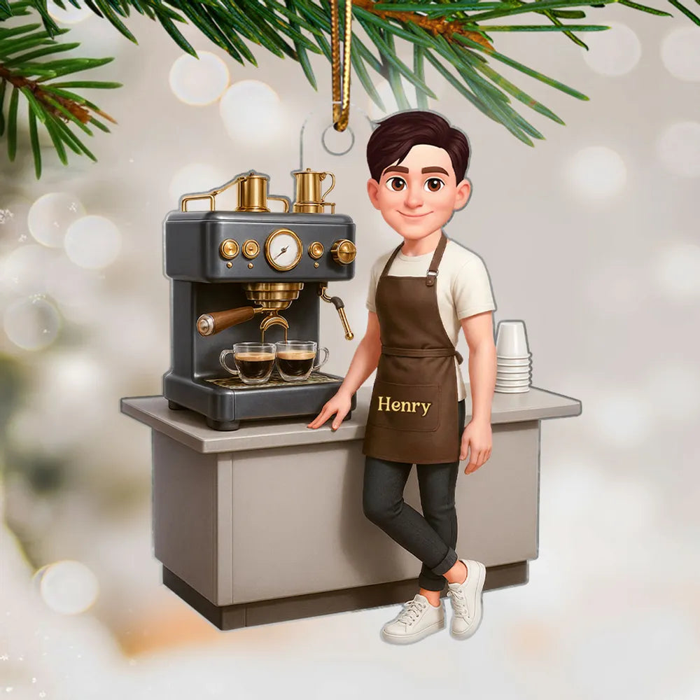 Personalized Barista Ornament for Coffee Lovers - Holiday Decoration Ornament MagicInPrints