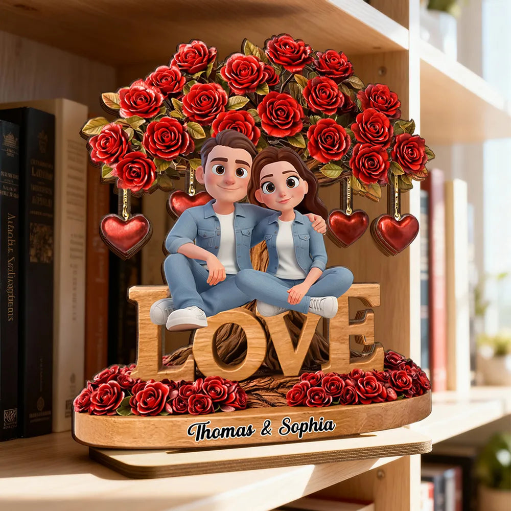 Personalized Couple Figurine Romantic Gift with Roses - Anniversary Keepsake Plaque MagicInPrints