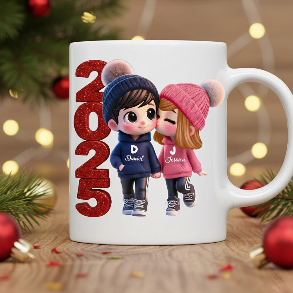 Personalized Couple Ornament 2025 - Custom Names Christmas Gift Ornament MagicInPrints