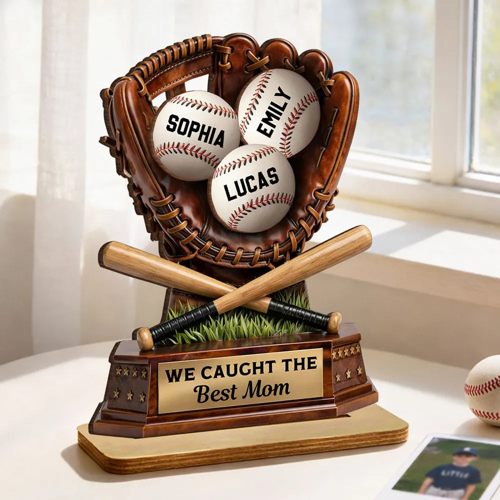 Personalized Baseball Trophy for Mom - Custom Names for Mother's Day Gift Plaque MagicInPrints