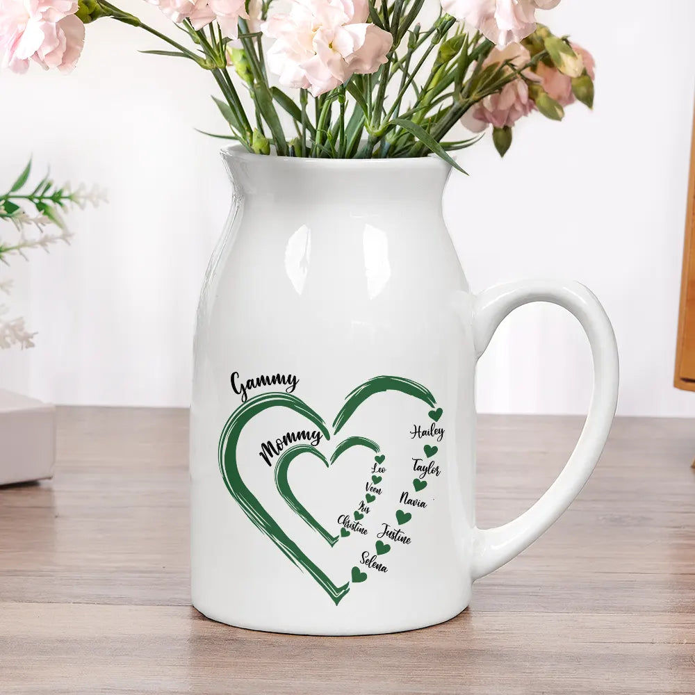 Personalized Ceramic Flower Vase for Family - Heart Design with Names Vase MagicInPrints