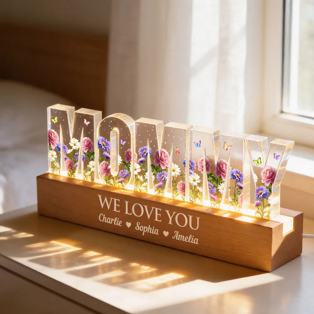 Personalized LED Floral Grandma Sign for Family - Sentimental Gift Plaque MagicInPrints