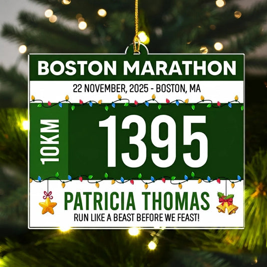 Personalized Boston Marathon Ornament for Runners - Christmas Keepsake Ornament MagicInPrints