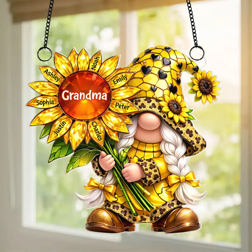 Personalized Sunflower Grandma Gnome Ornament for Family - Home Decor Gift Ornament MagicInPrints