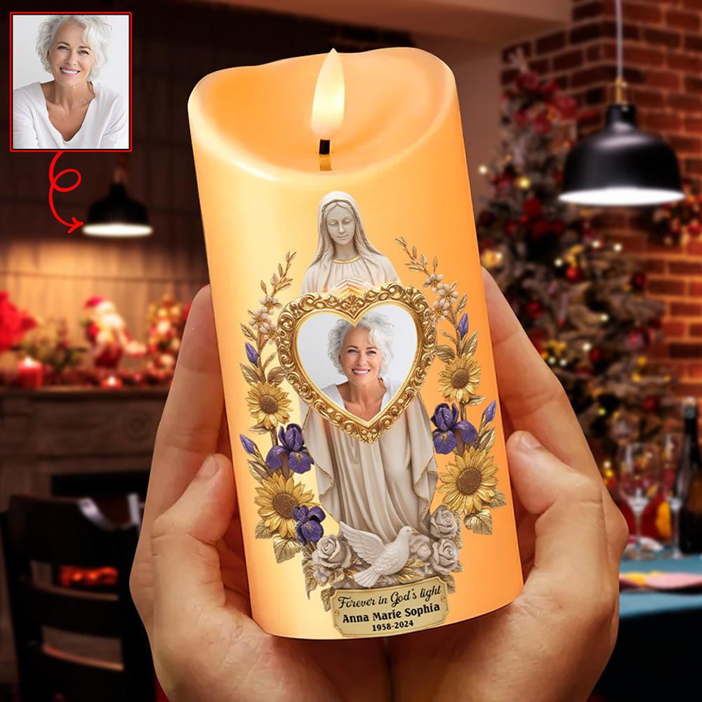 Memorial Remembrance LED Candle - Custom Photo Gifts For Heaven Led Candle MagicInPrints