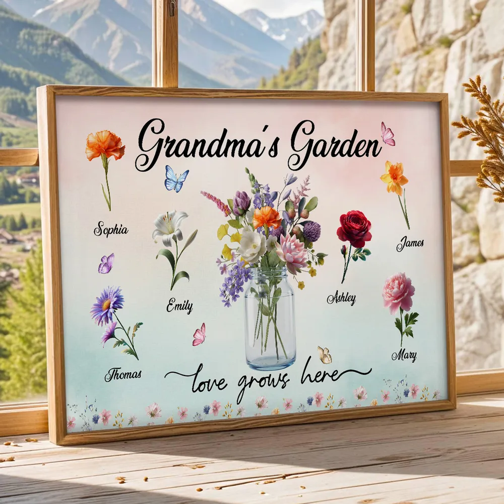 Personalized Floral Canvas Art for Grandma - Custom Family Names Poster or Canvas MagicInPrints