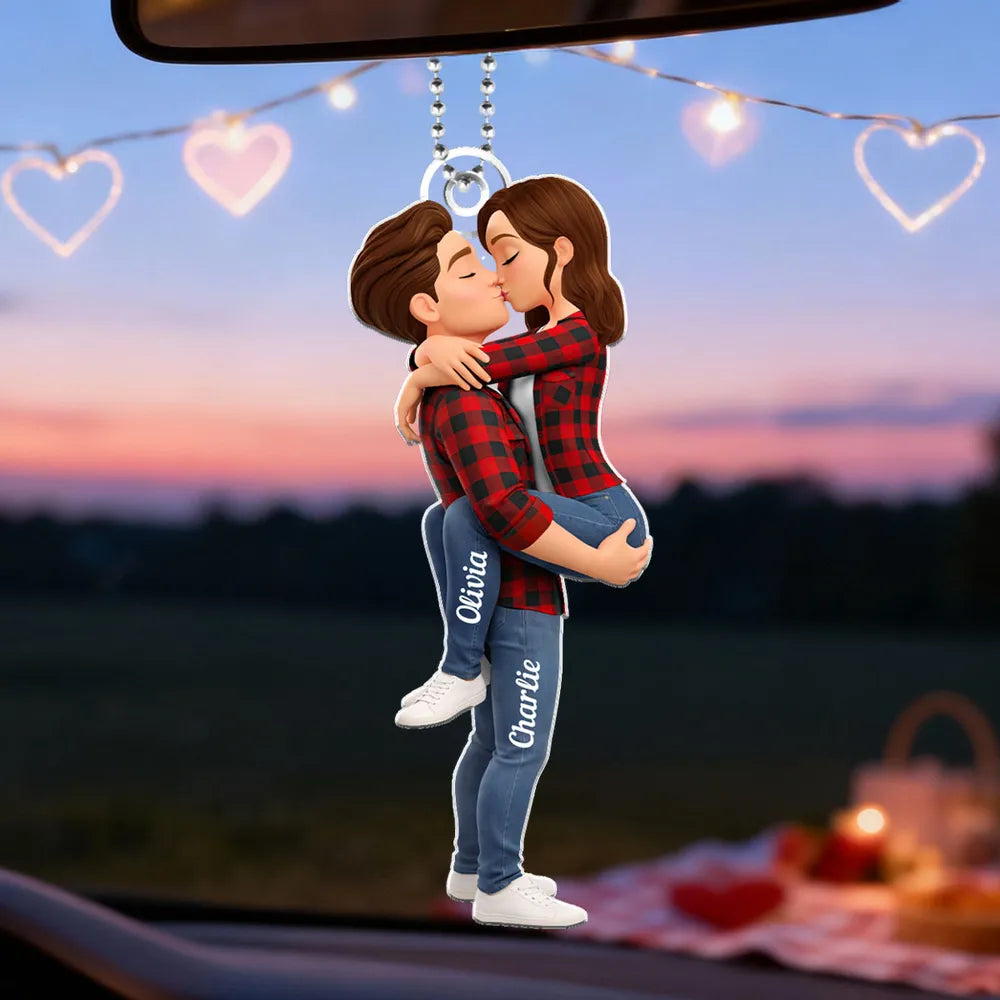 Personalized Couple Car Ornament for Lovers - Romantic Gift Car Hanger MagicInPrints