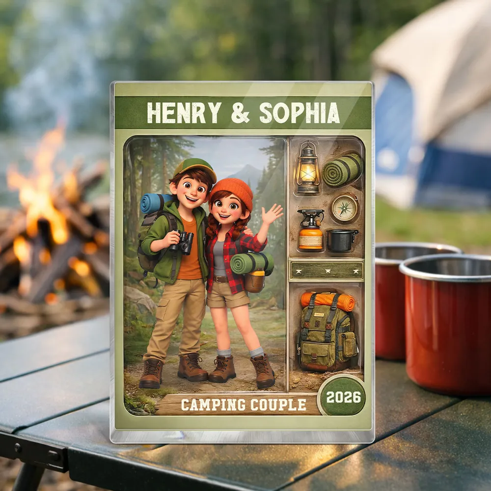 Personalized Camping Couple Acrylic Block for Outdoor Enthusiasts - Anniversary Gift Plaque MagicInPrints