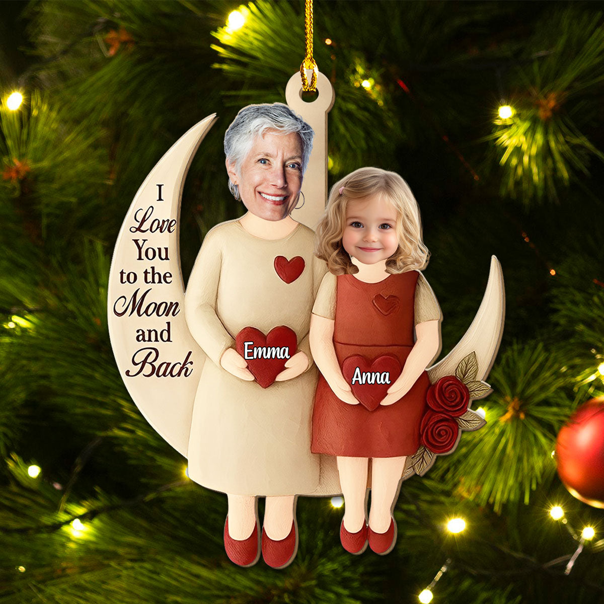 Personalized Family Ornament for Grandma and Grandchild - Heartfelt Christmas Gift Ornament MagicInPrints