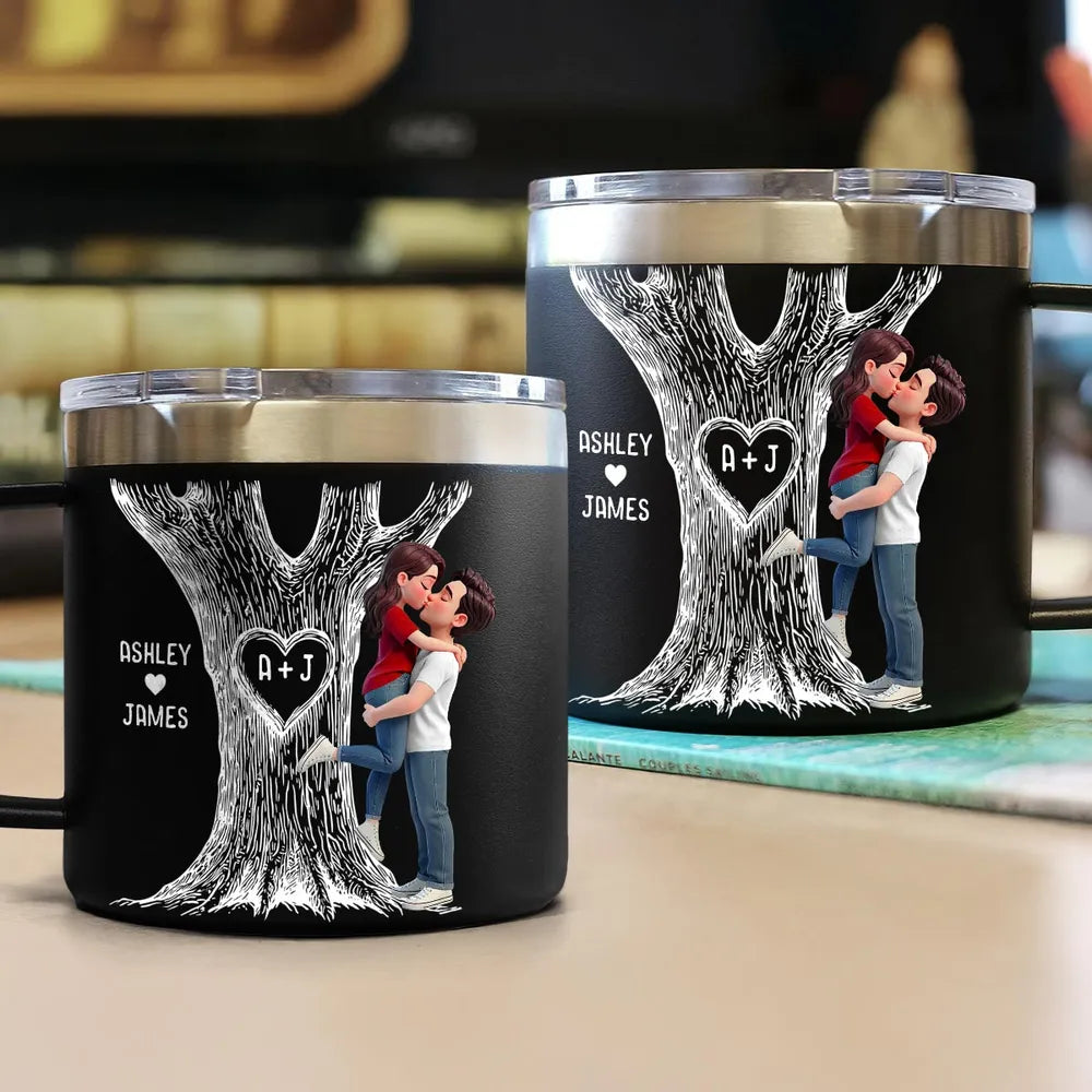 Personalized Couples Mug with Carved Tree Design - Romantic Gift for Anniversaries Cup MagicInPrints