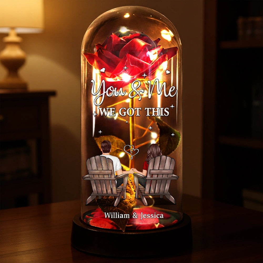 Personalized LED Rose Dome Light for Couples - Romantic Gift Lamp MagicInPrints