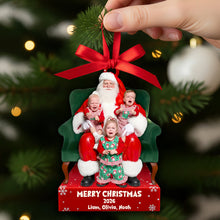 Load image into Gallery viewer, Crying on Santa’s Lap Ornament - Custom Photo Christmas Gifts for Family &amp; Friends Ornament MagicInPrints
