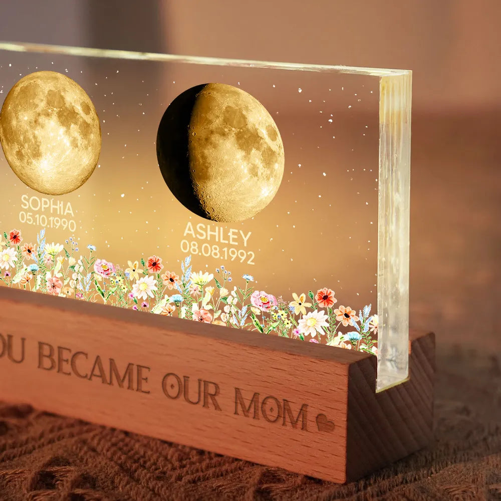 Custom Moon Phase Night Light for Mom - Mother's Day Keepsake Plaque MagicInPrints