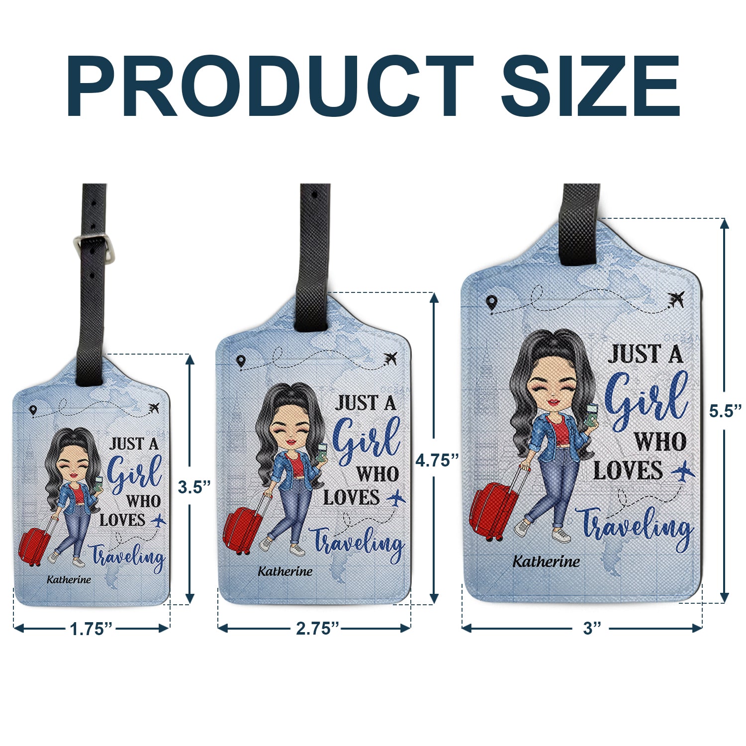 Personalized Girl's Travel Luggage Tag - Fun Travel Accessory for Women Travel Gear MagicInPrints