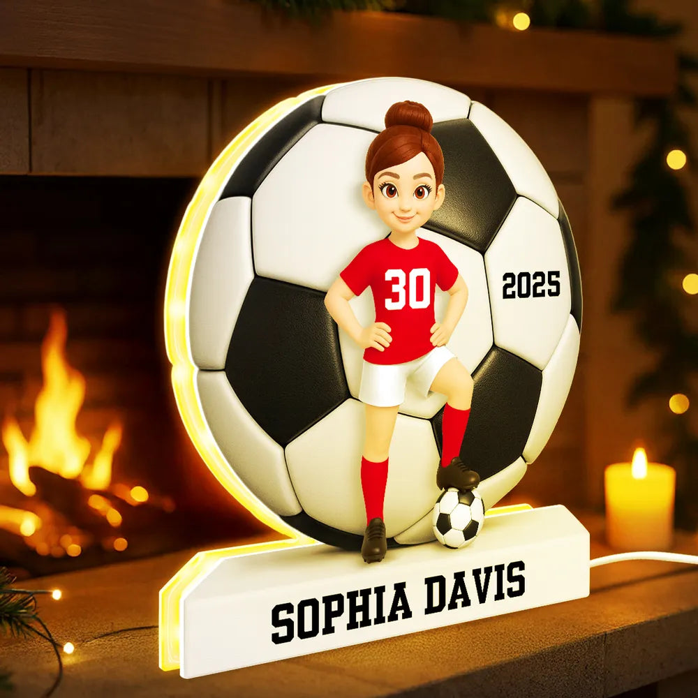 Custom Soccer Player LED Lamp for Kids - Personalized Sports Gift Plaque MagicInPrints