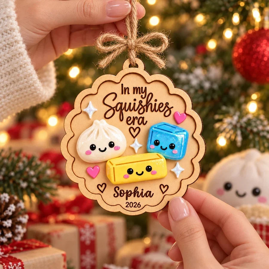 Personalized Squishy Character Wooden Ornament for Kids Gift
