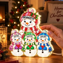 Load image into Gallery viewer, Personalized Snowman Family Acrylic Light Box for Grandma Christmas Gift
