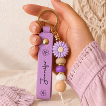 Load image into Gallery viewer, Personalized Floral Daisy Keychain with Custom Name Gift for Her
