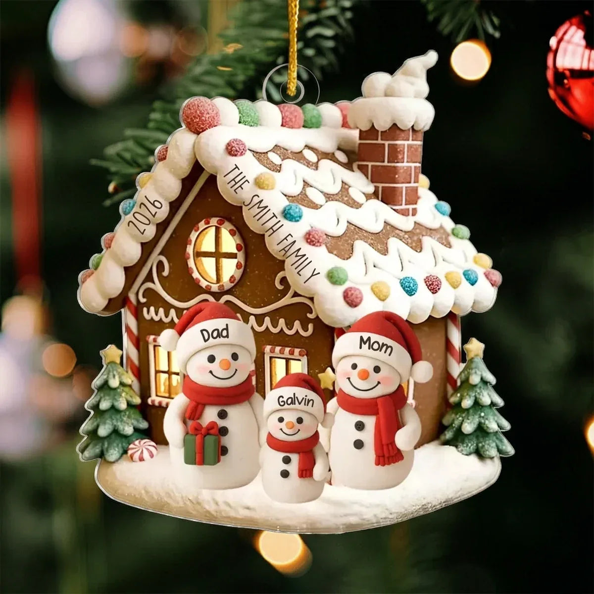 Personalized Acrylic Snowman Family Ornament Unique Christmas Gift for Family