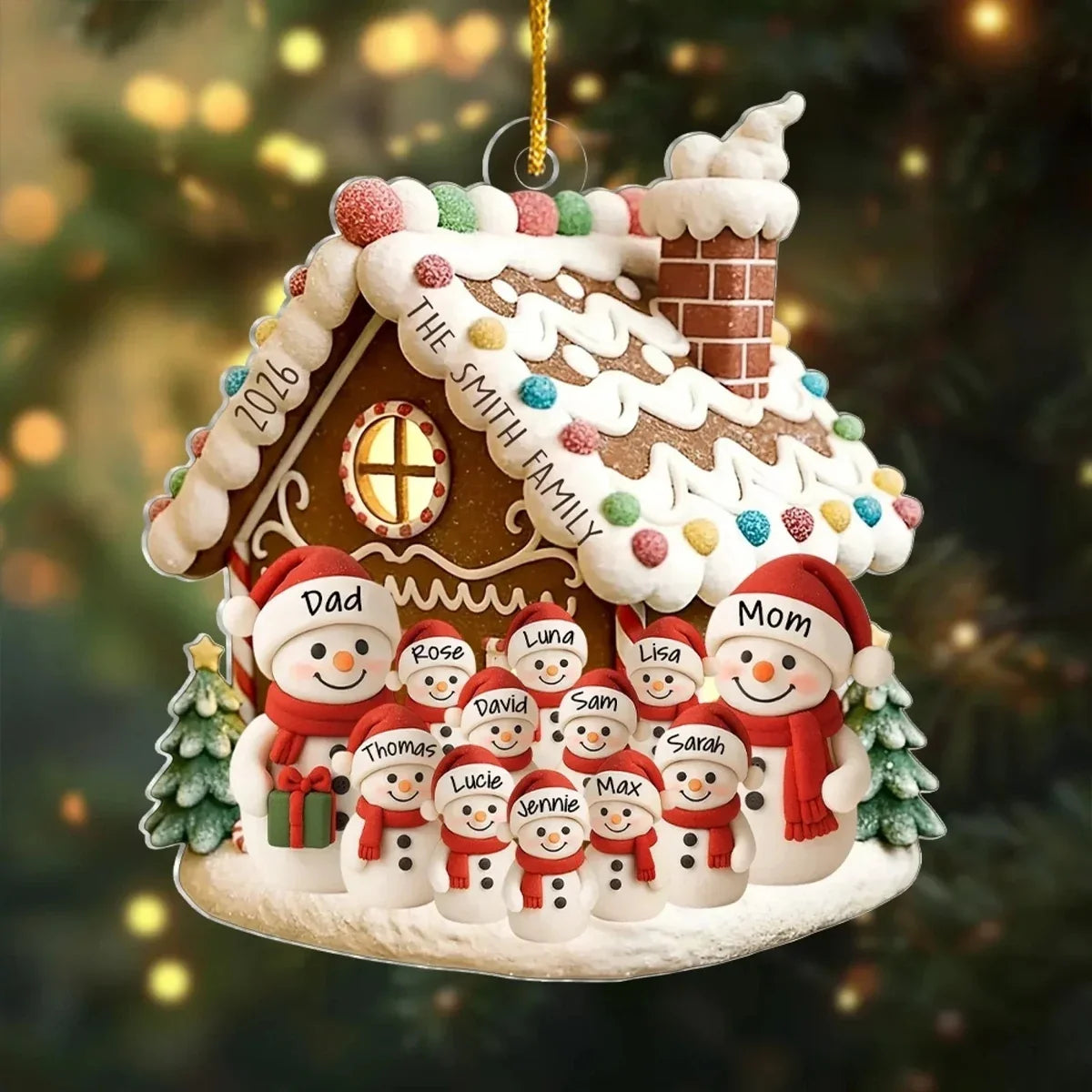 Personalized Acrylic Snowman Family Ornament Unique Christmas Gift for Family