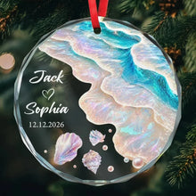 Load image into Gallery viewer, Personalized Crystal Ornament Iridescent Ocean Waves Gift for Newlyweds
