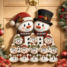 Load image into Gallery viewer, Personalized Wooden Sign Snowman Family Gift for Grandma &amp; Grandpa

