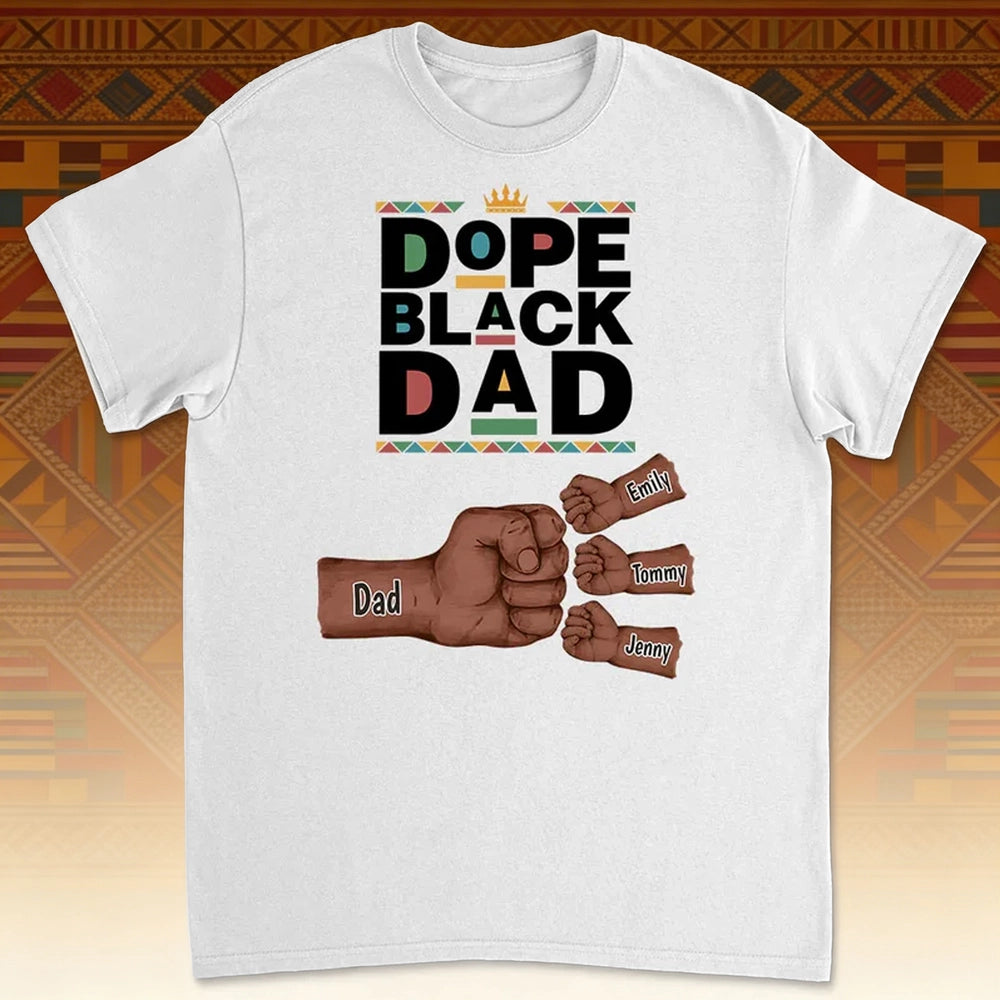 Personalized Dope Black Dad T-Shirt for Father's Day - Custom Names Cloth MagicInPrints
