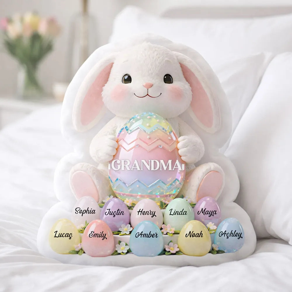 Personalized Easter Bunny Cushion for Grandma - Custom Names Gift Pillow MagicInPrints