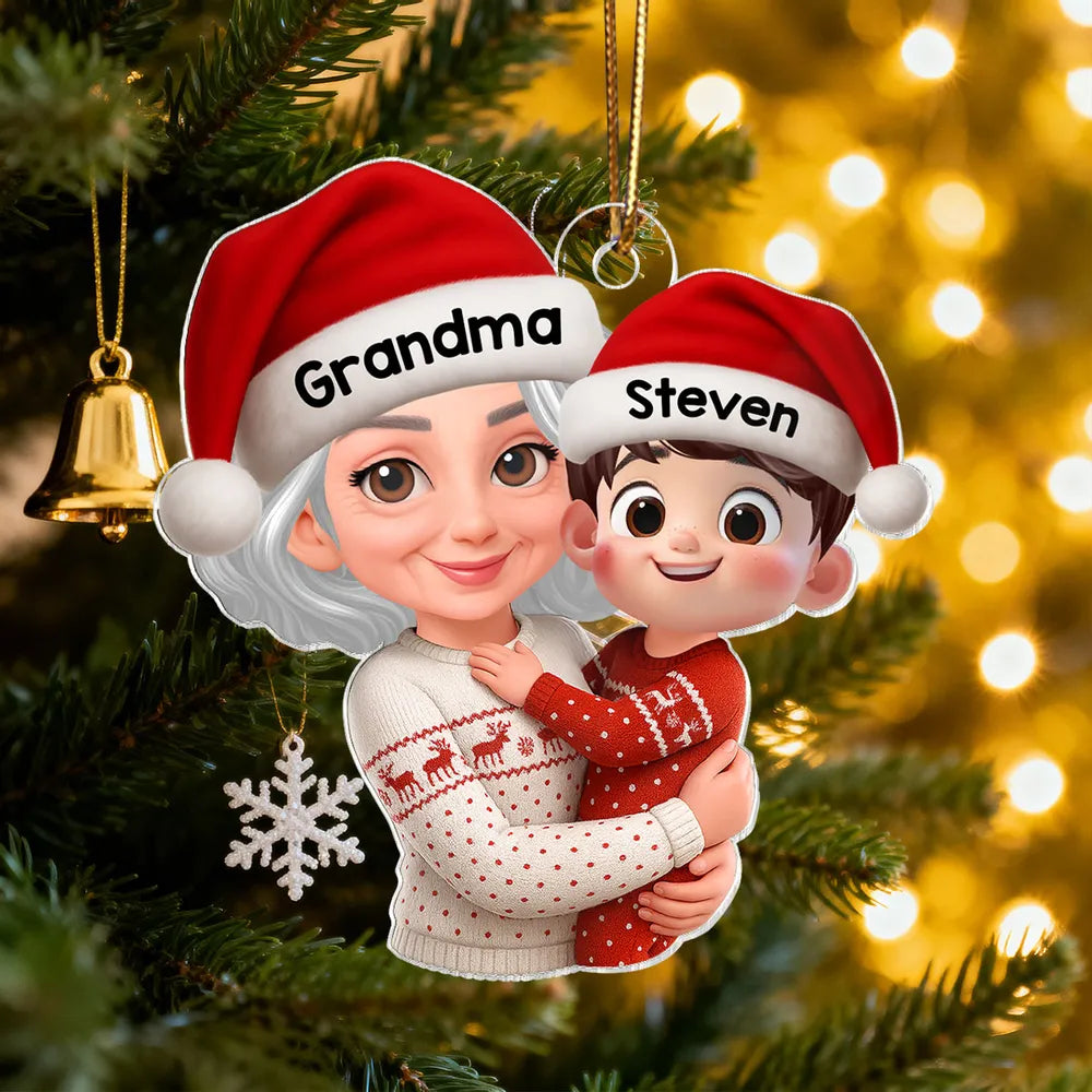 Custom Christmas Ornament for Grandma and Grandchild - Personalized Holiday Decor Ornament MagicInPrints