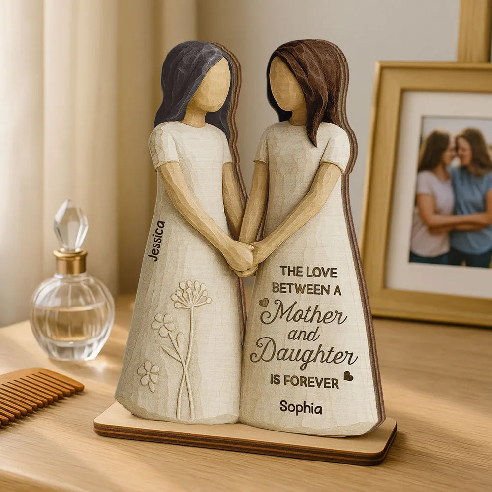 Personalized Mother and Daughter Wooden Sculpture - Sentimental Gift for Family Bonding Plaque MagicInPrints