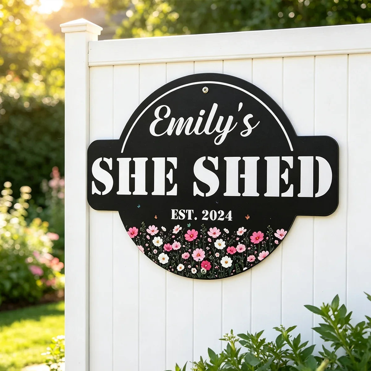 Personalized Floral She Shed Metal Sign Gift for Women