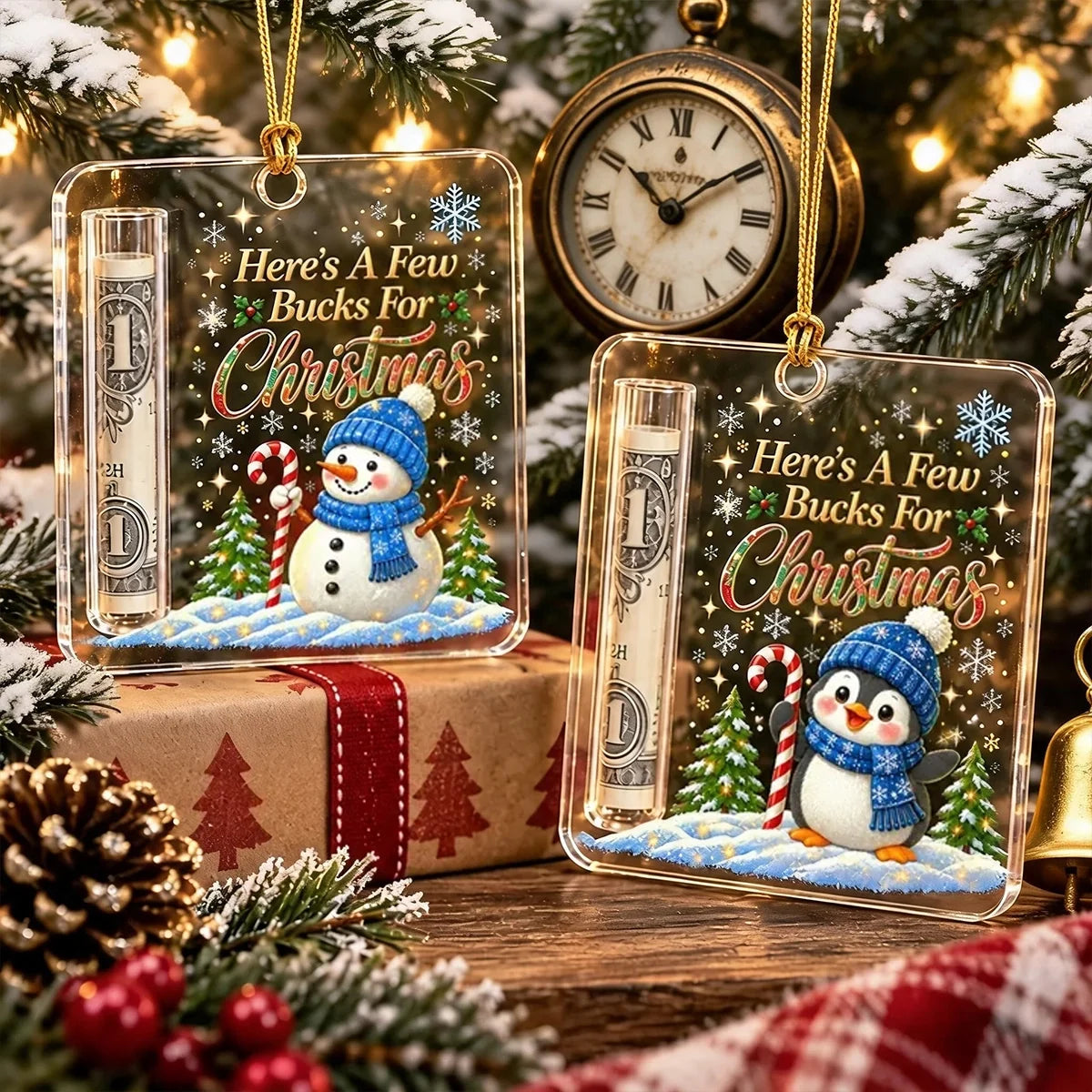 Personalized Acrylic Money Holder Ornament Christmas Gift