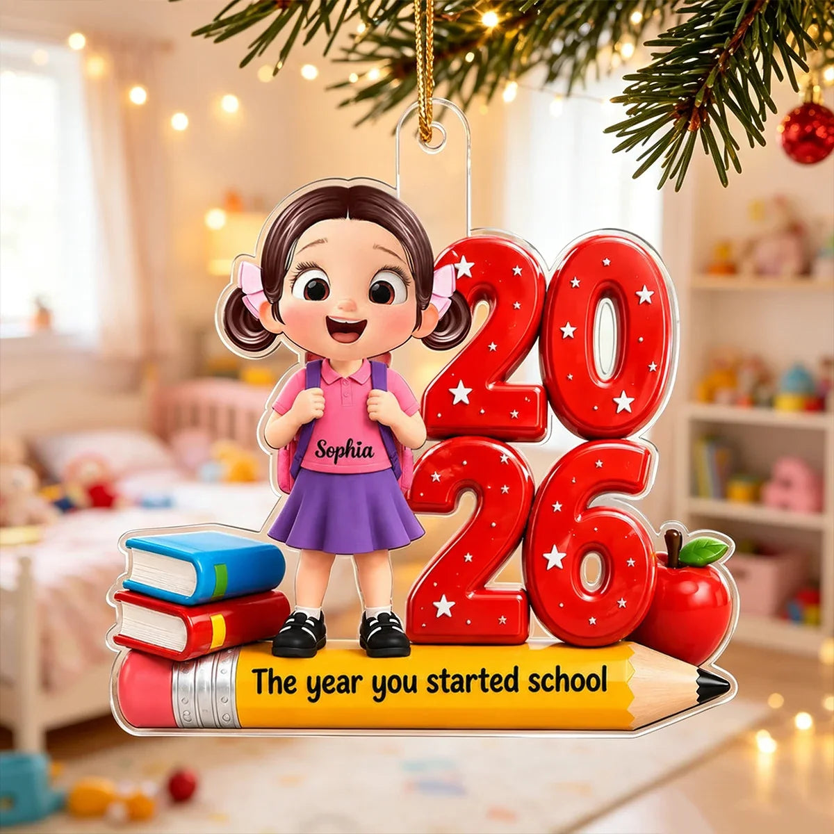 Personalized Acrylic Ornament The Year You Started School Gift for Family