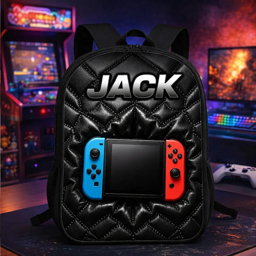 Personalized Kids School Backpack Gamer Controller Gift Idea