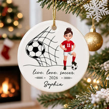 Load image into Gallery viewer, Personalized Ceramic Soccer Girl Ornament Custom Name Gift for Daughter

