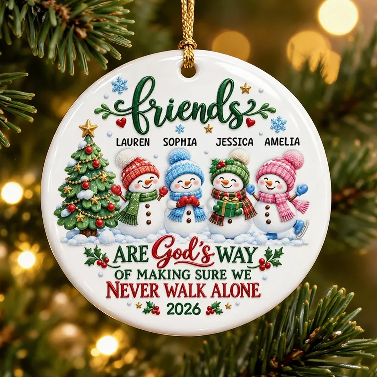 Personalized Snowman Ceramic Ornament Gift for Best Friend Christmas