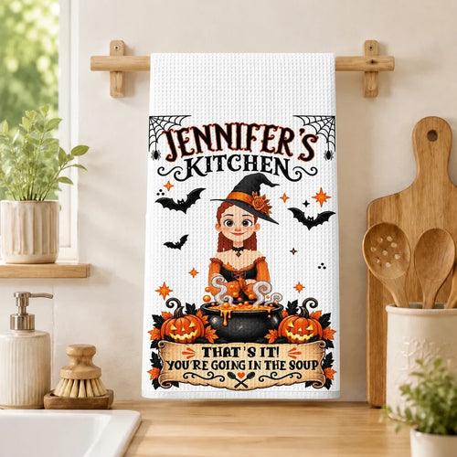 Personalized Halloween Kitchen Towel Custom Gift for Mom