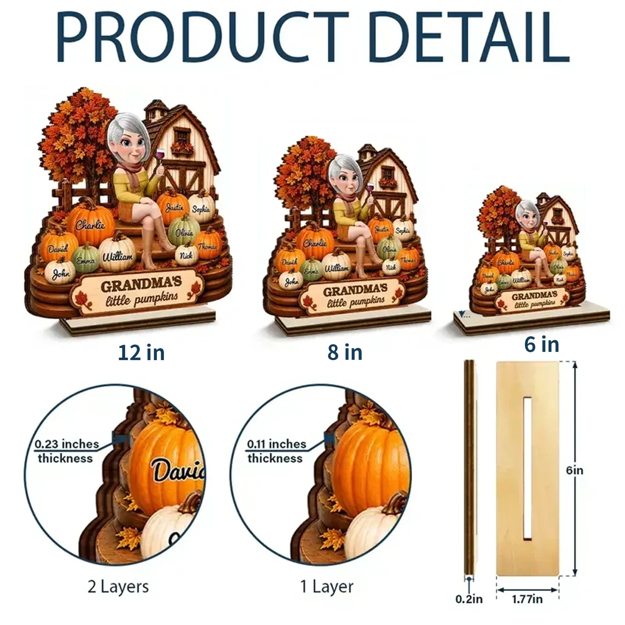 Personalized Wooden Plaque for Grandma with Pumpkins Gift