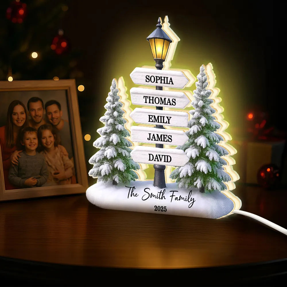 Personalized Family Name Christmas Lamp - Holiday Decor Gift Plaque MagicInPrints