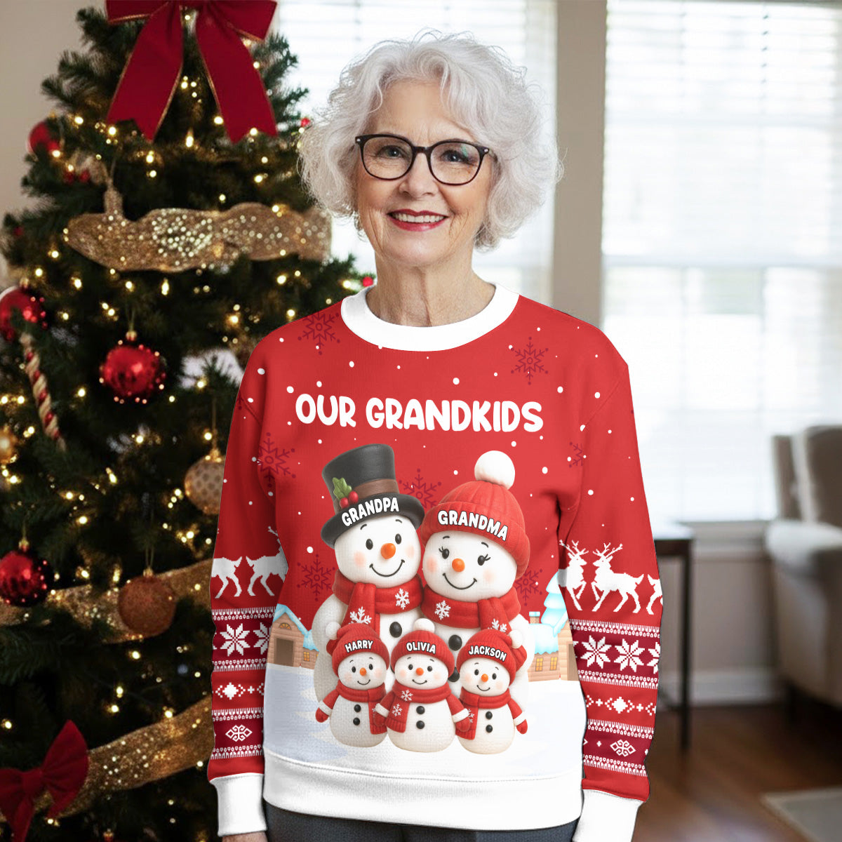 Personalized Family Snowman Sweatshirt for Grandparents - Christmas Gift Cloth MagicInPrints