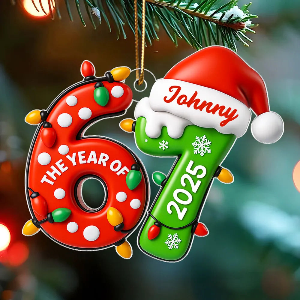 Personalized Christmas Ornament 2025 - Custom Name & Age Decoration for Holiday Tree Ornament MagicInPrints