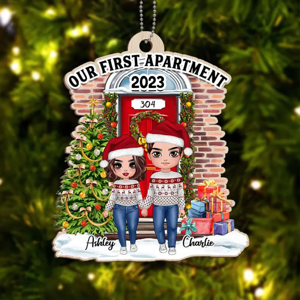Personalized Couple Christmas Ornament - Our First Apartment 2025 Ornament MagicInPrints