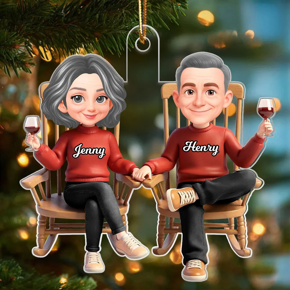 Personalized Couple Ornament for Wine Lovers - Anniversary Gift Ornament MagicInPrints