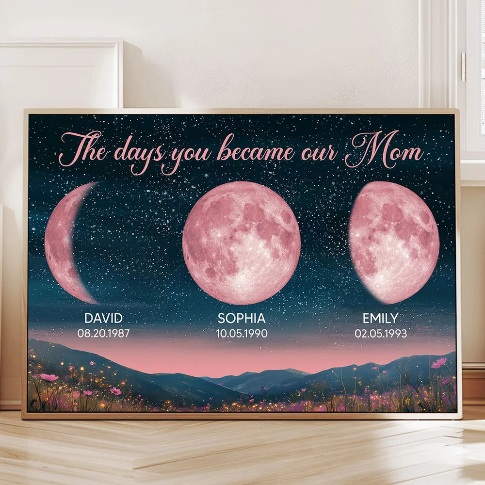 Personalized Moon Phase Canvas for Mom - Sentimental Gift with Dates Poster or Canvas MagicInPrints
