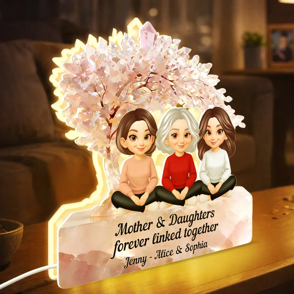 Personalized Mother & Daughters LED Lamp - Sentimental Gift for Family Bond Plaque MagicInPrints