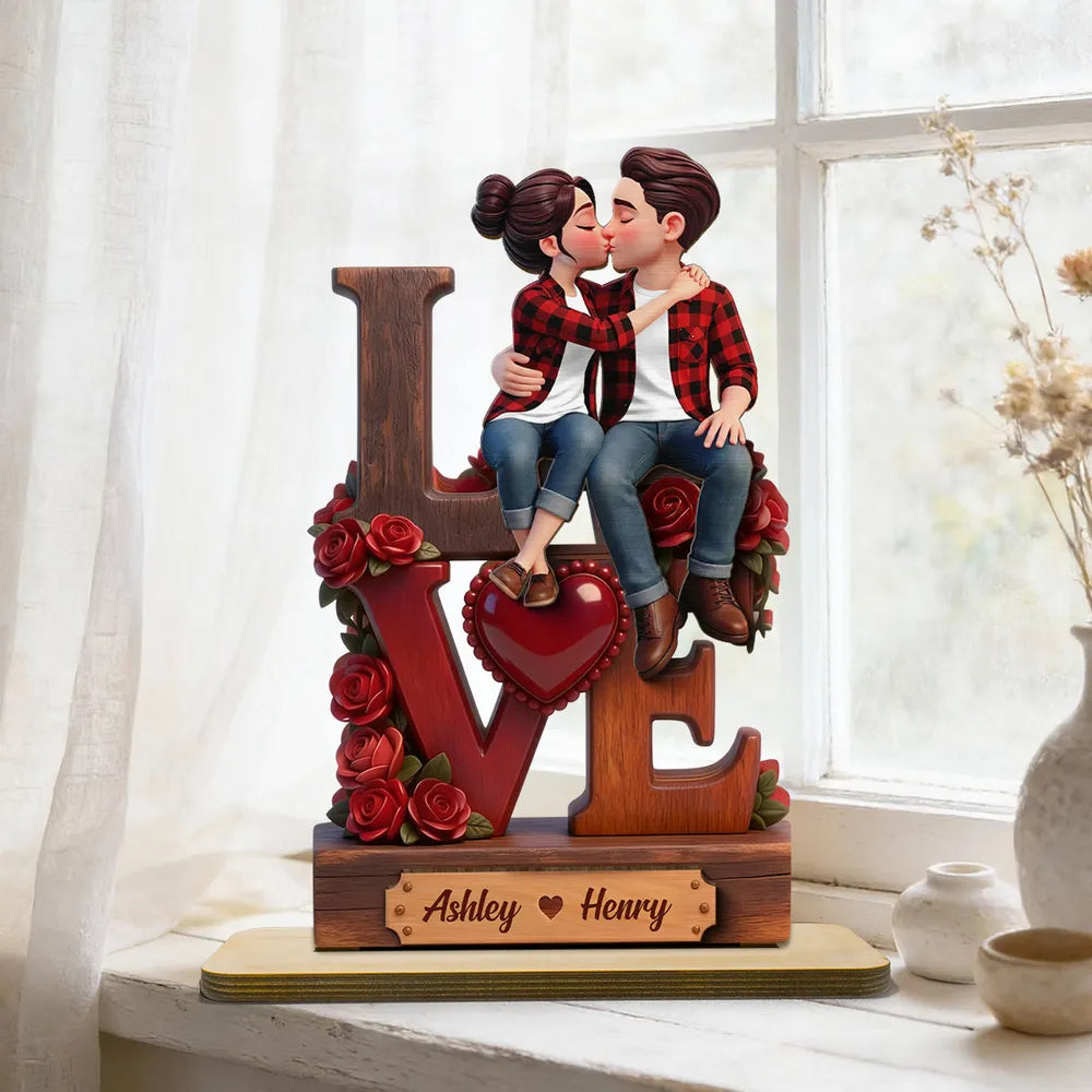 Personalized Couple Figurine Love Sculpture for Anniversary Gift - Romantic Home Decor Plaque MagicInPrints