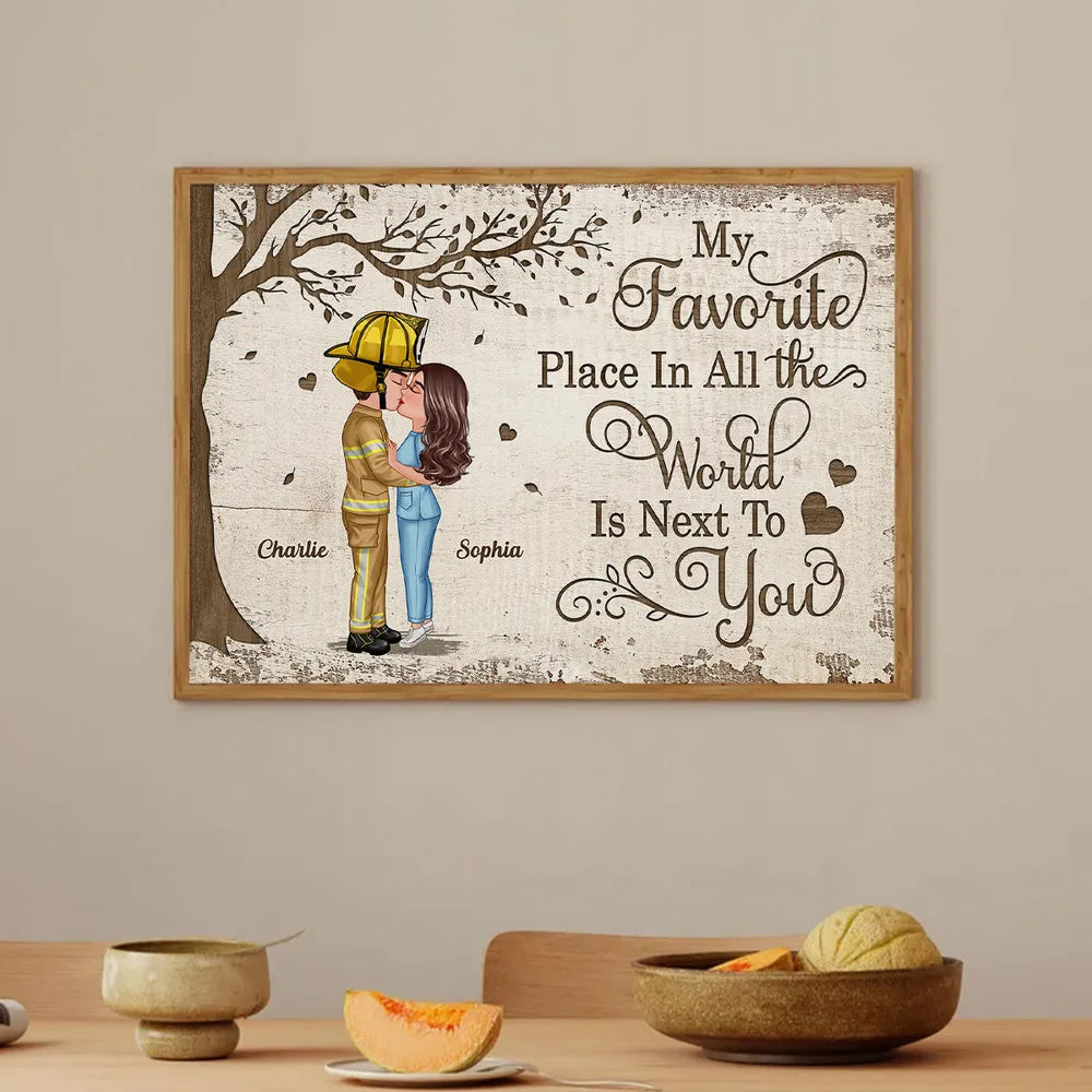 Personalized Couple Wall Art for Firefighter and Partner - Romantic Home Decor Gift Poster or Canvas MagicInPrints